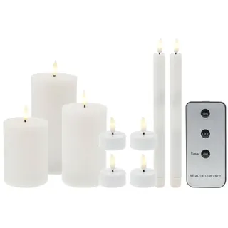 WellHome - 9er Set LED-Kerzen unterschiedlicher Größe mit Fernbedienung