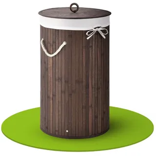 Juskys Bambus Wäschekorb Curly-Round – Braun