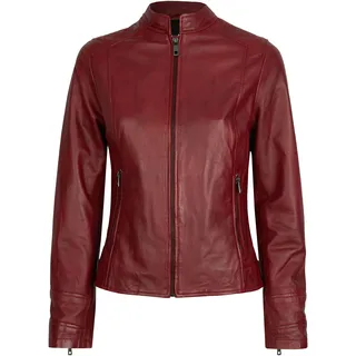 Lederjacke BUGATTI "BULady-122", Damen, Gr. 38, rot, Obermaterial: 100% Lammleder LEL. Futter: 100% Polyester PES. 100% Polyester PES., uni, modern fit, Rundhals, Jacken, aus hochwertigem Leder