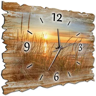 Bilder-Manufaktur Wanduhr MF2-H3 BM Wanduhr Holz Funk Funkuhr oder Quarzuhr lautlos geräuschlos (BM, Funkuhr oder Quarzuhr, kein Ticken, lautlos, geräuschlos, gross)