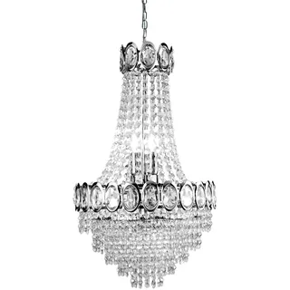 SEARCHLIGHT Kronleuchter "Kristall-Leuchte Louis Phillipe, 6-flammig", silber (chrom), 6, Ø 40cm H: 70cm, 1 Stk., Leuchten, Glamourös, Kronleuchter