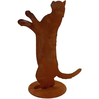 Rostikal Edelrost Dekofigur Katze 40 cm stehend auf Bodenplatte Garten Rost Deko Gartendeko Vintage