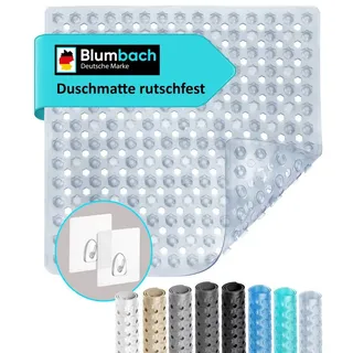 Blumbach Duschmatte - griffige Antirutschmatte Diamant 53 x 53 cm, - 100% BPA-frei, inkl. 2 Haken zum Aufhängen, Duscheinlage, schimmelressisten & maschinenwaschbar weiß