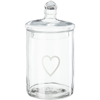 Glasdose mit Deckel , transparent/klar , Glas  , Maße (cm): H: 20,5  Ø: 10.5
