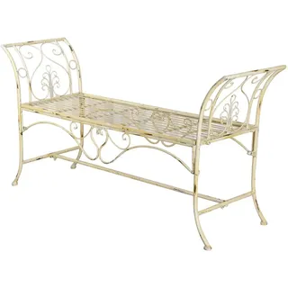 Gartenbank SHABBY CHIC GARTEN Eisenbank Weiß 130 cm Vintage Sitzbank Antikoptik Romantisch Nostalgie Shabby Patina Metall Gartenmöbel Landhausstil Balkon Terrasse Outdoor Möbel Garten Deko