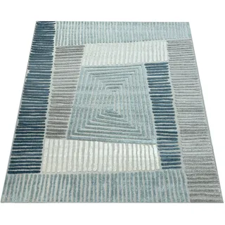 Paco Home "Stilo 850", blau, B:60cm H:12mm L:100cm, Polypropylen (PP), Teppiche, Teppich, In- und Outdoor geeignet, Wohnzimmer