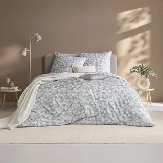 Estella Maja Mako-Interlock-Jersey Blau/Grau 155 x 220 cm + 80 x 80 cm