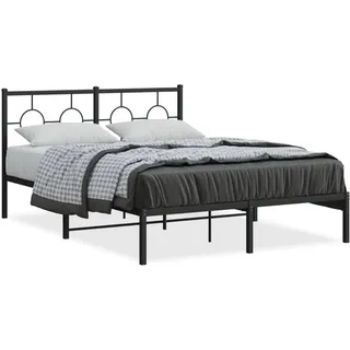 vidaXL Bettgestell mit Kopfteil Metall Schwarz 140x200 cm