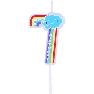 Regenbogen-geburtstagskerze Mit Der Zahl „7“