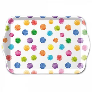 Ambiente Home Ambiente kleines Tablett Dekotablett 13 x 21 cm Melamin Bunte Tupfen Geburtstag Party