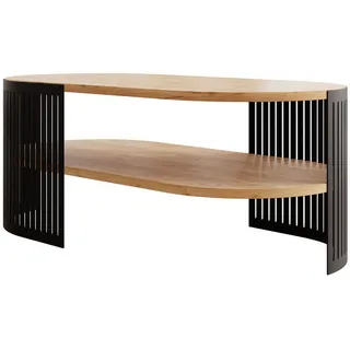 Mirjan24 Couchtisch, Schwarz, Eiche, Metall, Oval,Oval, 50x40x100 cm, Wohnzimmer, Wohnzimmertische, Couchtische
