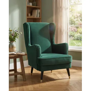 Home Affaire Ohrensessel ZILLER Cord/Samtvelours 70 x 105 x 91 cm Grün