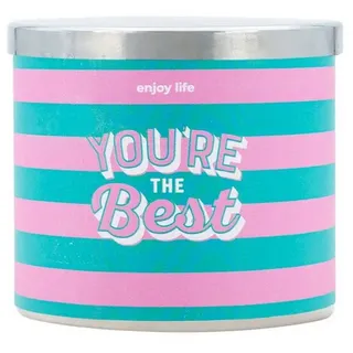 suebidou Duftkerze Enjoy Life Candle Elegantes, Kerzenglas mit originellem Design, nachhaltig, kreativ, 3-Docht bunt