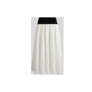 Ausgestellter Midi-Rock aus reiner Baumwolle, Weiss, XS