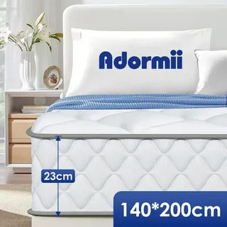 Adormii Matratze 140x200 cm, Höhe 23cm, orthopädische 7-Zonen Federkernmatratze 140x200, Matratzen, Federkernmatratzen mit Spannbettlaken