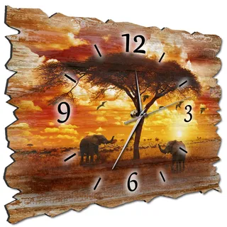 Bilder-Manufaktur BM Holz Funk Quarz Quarzwanduhr Wanduhr Funkwanduhr Funkwanduhren Funkuhr Funkuhren kein Ticken lautlos geräuschlos leise ohne Tickgeräusche groß XXL H3b-10246-funk
