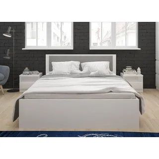 Doppelbett Boston Futonbett 160x200cm weiß Kopfteilpolsterung