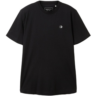 TOM TAILOR DENIM Herren Basic T-Shirt, schwarz, Uni, Gr. L