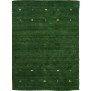 Wollteppich CARPETFINE "Gabbeh Uni" Teppiche Gr. B/L: 200 cm x 290 cm, 15 mm, 1 St., grün Orientalische Muster reine Wolle, handgewebt, Gabbeh Loom Tiermotiv, auch als Läufer