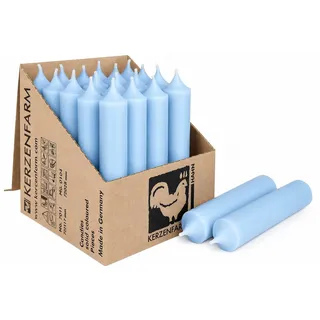 Hahn Kerzenfarm Spitzkerze Stabkerzen kurz 25 Stück, 10 cm, Ø 2,2 cm, Made in Germany blau