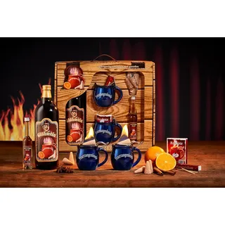 Feuerzangentasse Geschenkset, Schatzkiste, Blau - für Feuerzangenbowle