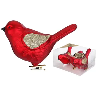 3 Christbaumschmuck Vögel auf Clip 9cm Kunststoff Christbaumkugeln Große Weihnachtskugeln Weihnachtsbaum Deko Weihnachtsbaumschmuck Uni Rot