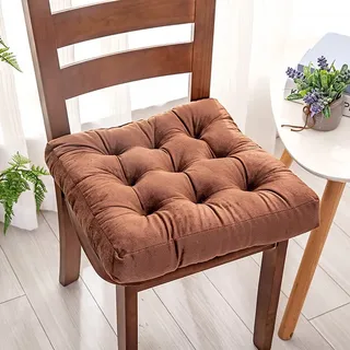 ZIBENE Stuhlkissen 45x45 4er Set, Sitzkissen für KüChenstüHle Landhaus, Flauschig Stuhlauflagen KüChenstuhl Mit Weich Komfortabel Samt Bezug, Verdicken Sitzpolster Gartenstuhl Esszimmer Braun 2