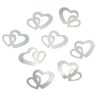 100 Stk Deko Doppel Herzen silber Streuteile Scrapbooking Tischdeko Streudeko Hochzeit