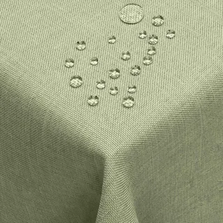 DecoHomeTextil Leinen Optik Tischdecke, Rechteckig 130 x 160 cm Salbeigrün, wasserabweisend, fleckenabweisend, abwaschbar, Lotuseffekt, bügelfrei