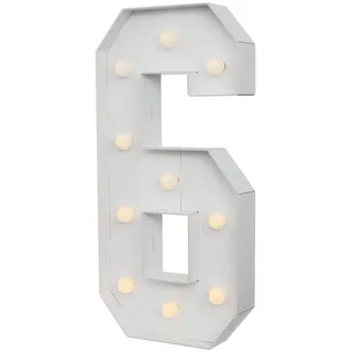LED Zahlen Nummer Beleuchtete,100cm Große Nummer mit Glühbirnen,0 1 2 3 4 5 6 7 8 9 Leuchtnummer,mit Batteriekasten,2000-3000K,für Abschlussfeiern, Hochzeiten (6)