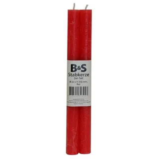 B&S Tafelkerze 2 Stabkerzen rot Ø 2,2 x 25 cm rot