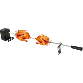 Elektrischer Drehspieß, Grillspieß Set Edelstahl Motor mit 2 Fleischnadeln, 360° Grillspieße Edelstahl für Kugelgrill Holzkohlegrills Gasgrills und Rotisserie