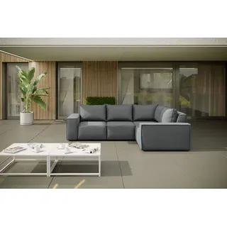 Garten Ecksofa GARDENT wetterfester Stoff NXL Grau kurzer Schenkel Rechts - Grau