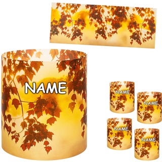 5 Stück - kleine Tischlichter Motiv frei wählbar Bunte Blätter - Herbst inkl. Name - 10 cm - Licht - für Teelichter/Batterie LED Lichter & Kerzen - Wi..