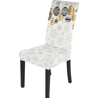 ZZDXL Stuhlhussen 4Er Set Weisse Weihnachten Stuhlbezug für Esszimmerstühle,Stuhlhusse Stretch,Stuhlhussen Schwingstuhl Waschbar, Hussen für Stühle Mit Gummiband,Stuhlhusse Moderne