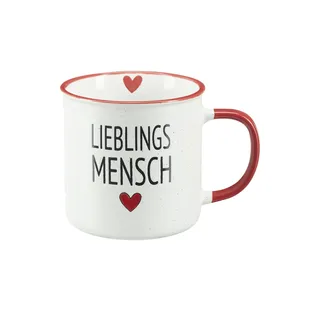 Peill+Putzler Kaffeebecher  Lieblingsmensch , rot , Steinzeug/Steingut , Maße (cm): H: 9,5  Ø: 10