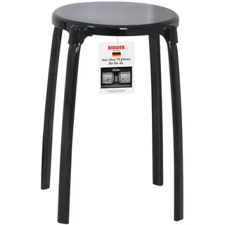 RIDDER – Bad-Hocker Max Ø 30x46,5cm, schwarz, PP/Stahl | Stabiler Duschhocker mit rutschfesten Füßen. Praktischer Duschstuhl für mehr Komfort im Badezimmer. Belastbar bis 100kg
