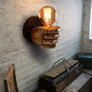 Antike Wandleuchte Retro Faust Hand Halten Licht Vintage Industrielle Harz Wandlampe Schlafzimmer Restaurant Küchen Korridor Bar Café Landhaus Treppe Gehweg Flur Lampe Innen Außenleuchten,Left Hand