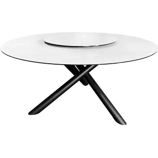 Esstisch SPIN 150cm - schwarz weiß - Keramik - Dreifuß-Metallgestell | Drehbar, abnehmbarer Bezug, hier finden 6-8 Personen Platz, hochwertig, Design-Highlight, ca. 60 kg Belastbarkeit
