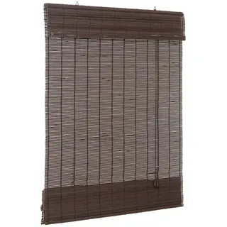 Ventanara® Raffrollo Bambus Bambusraffrollo Rollo inkl Montagematerial (Dunkelbraun, 160 x 160 cm)