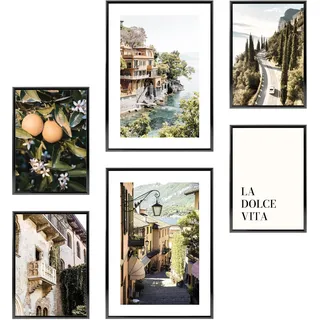 Heimlich – Poster-Set – 2 A3 / 30 x 42 cm + 4 A4 / 21 x 30 cm – Premium-Poster – ungerahmte Drucke – moderner Stil – Italien Orange Sea