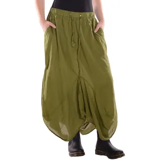 Vishes Langer Rock Damen Asymmetrisch Ballonrock Baumwolle Taschen - Alternative Mode - Einheitsgröße