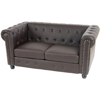 Luxus 2er Sofa Loungesofa Couch Chesterfield Edinburgh Kunstleder 160cm ~ runde Füße, braun