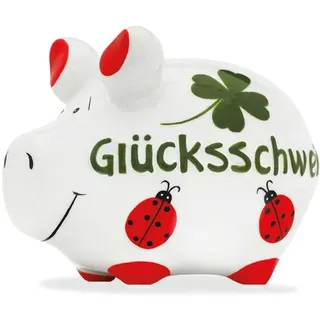 Spardose Glücksschwein 12,5 x 9 cm Keramik Weiß