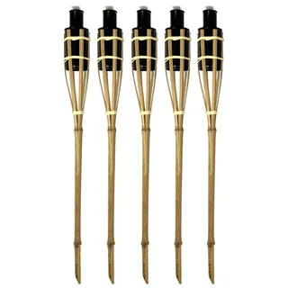 Moritz Dekoobjekt 5x Gartenfackeln 90 cm braun, Outdoor Fackel für Garten Gartendeko Ölfackel Bambusfackeln