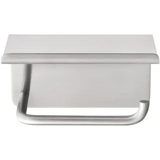 blomus Toilettenpapierhalter -MODO- | Klopapierhalter Farbe Edelstahl Matt | 13,5L x 14,5B x 9,5H cm | Klorollenhalter aus mattem Edelstahl | Halterung mit Ablage