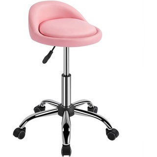 Yaheetech Drehhocker, Rollhocker, Arbeitshocker, Praxishocker, Drehstuhl, Bürohocker mit Rollen Massage Salon, aus Kunstleder rosa