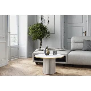 design möbel LOMELO Weiß-Gold Holz 67 x 42 cm