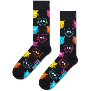 Happy Socks Socken mit Katzenmuster für Herren und Damen, 36-40 & 41-46 - 36-40