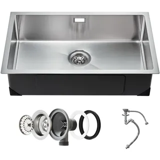 Vevor Uimoso Einzelbecken links Unterbau Edelstahl Handbetätigung 700 x 430 mm